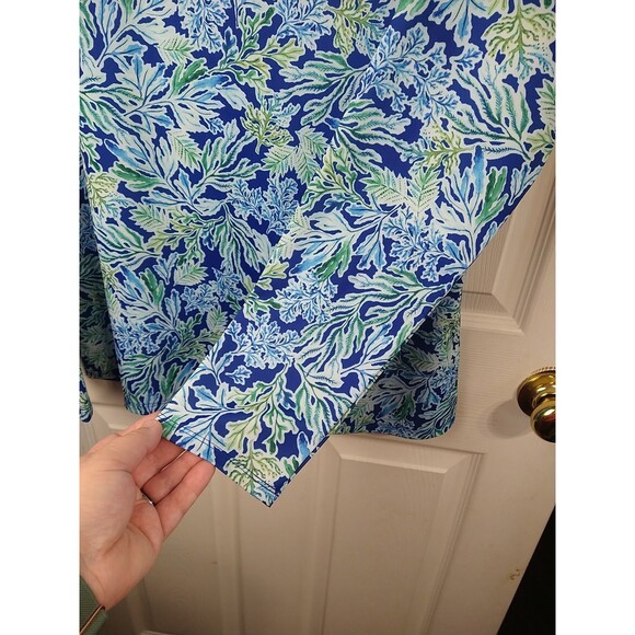 Stella Parker Womans M LS Blue Green Rash Guard Coral Print - Picture 4 of 6